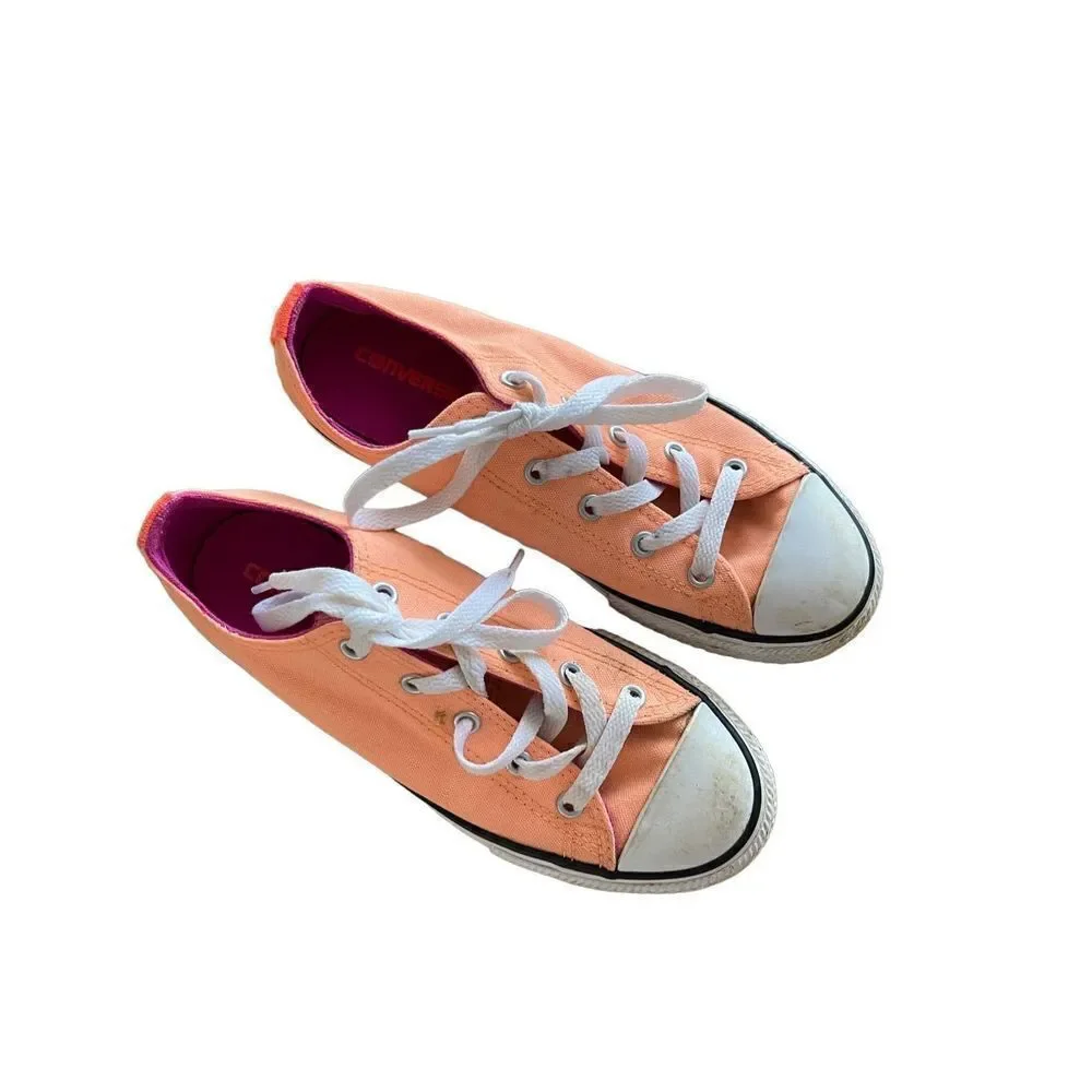 Converse Kids Girls Orange Lace Up Low Top Chuck Taylor All Star Sneakers Size 3